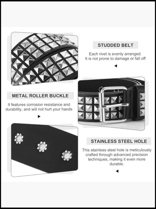 4 Pack Punk Gothic Belts with Metal Buckles Adjustable PU Leather